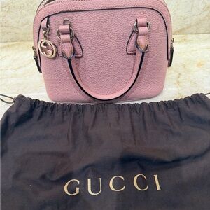 Gucci Pink Pebbled Leather Mini Top-Handle Satchel with Gold Hardware